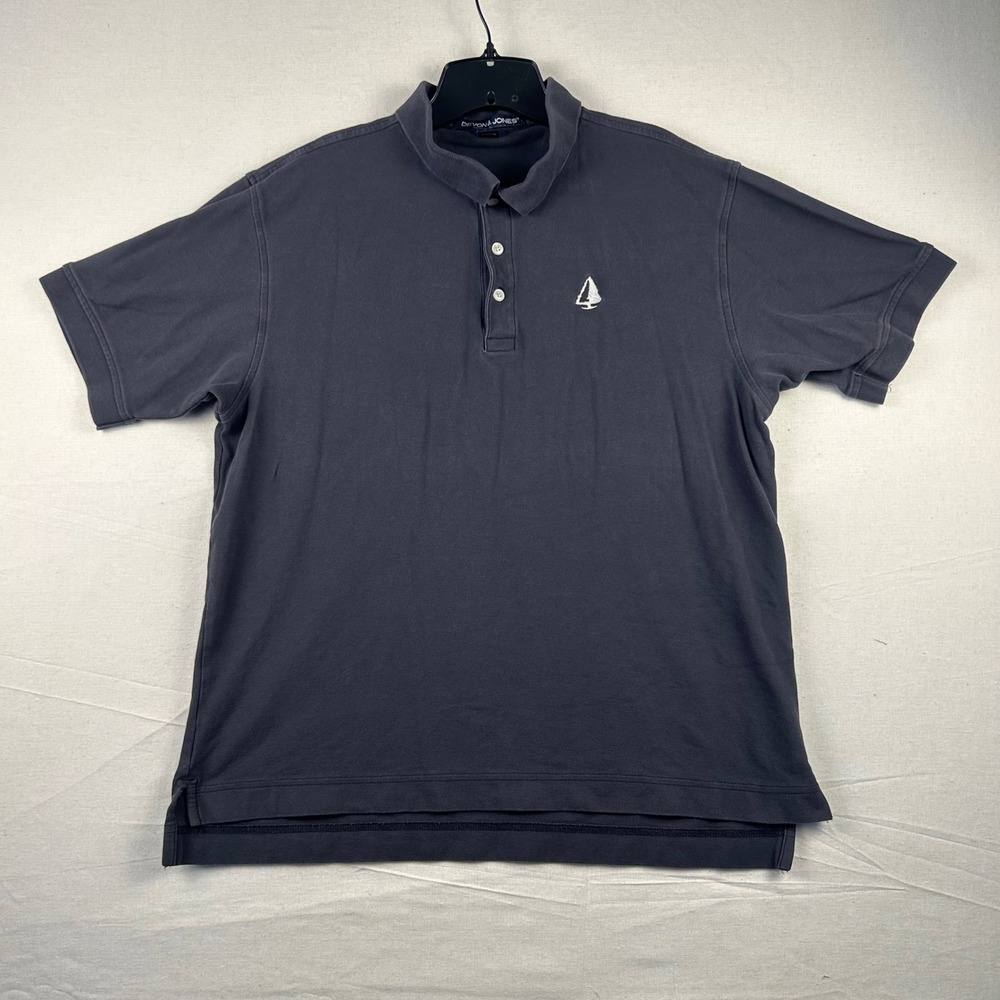 Devon & Jones Mens Large Charcoal Gray Sailboat Polo Shirt D100 Short Sleeve